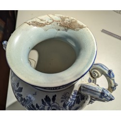 "Return from Fishing" handled vase in Delftware