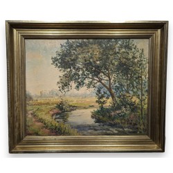 Tableau \"Rivière\" signé J. WITH