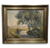 Tableau "Rivière" signé J. WITH