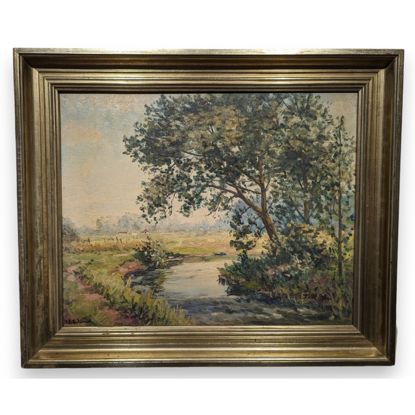 Tableau "Rivière" signé J. WITH