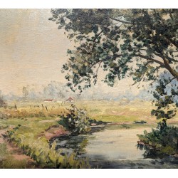 Tableau \"Rivière\" signé J. WITH