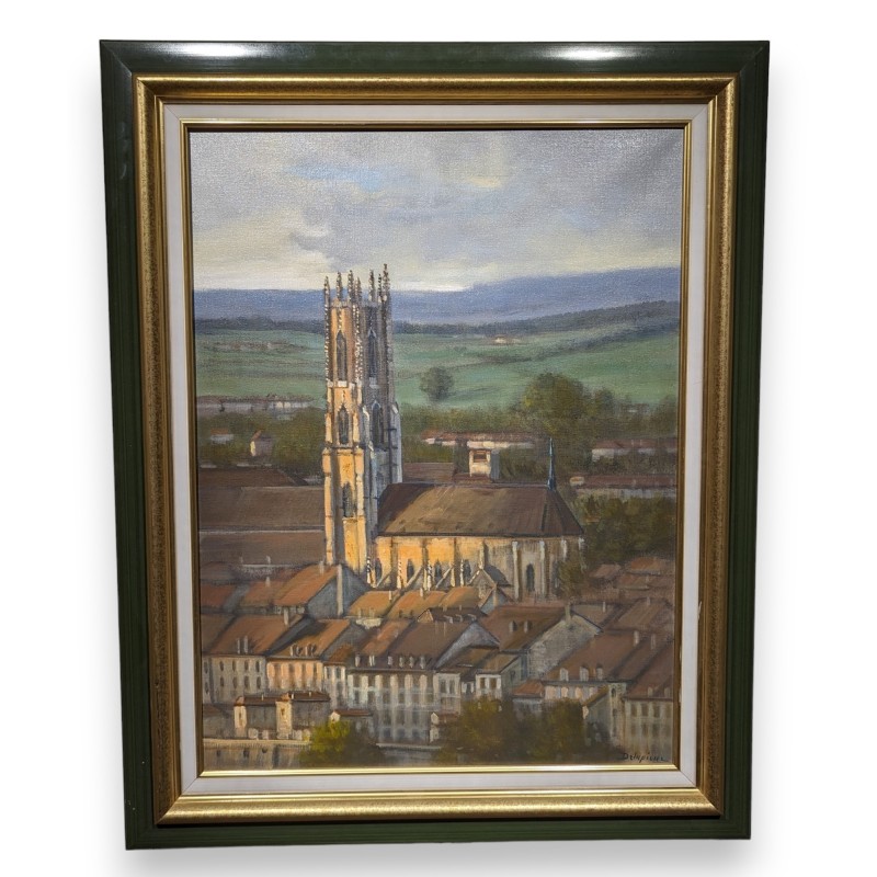 Tableau \"Cathédrale St-Nicolas\" signée DELAPIERRE