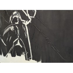 Grand tableau \"Abstrait\" Noir et blanc