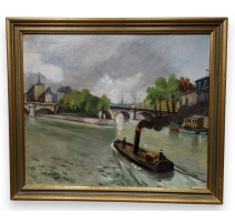 Painting "La Seine", signed Ro