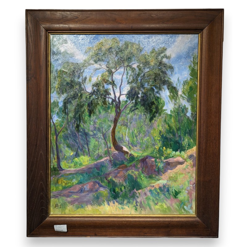 Tableau \"Plaine du Rhone\" monogrammé IB 13