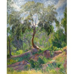 Tableau \"Plaine du Rhone\" monogrammé IB 13
