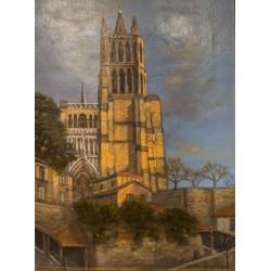 Tableau \"Cathédrale de Lausanne\" signée DELAPIERRE