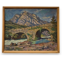 Tableau "Pont à Sembrancher" signée Ric BERGER