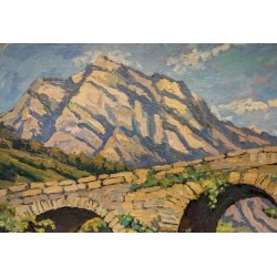 Tableau \"Pont à Sembrancher\" signée Ric BERGER