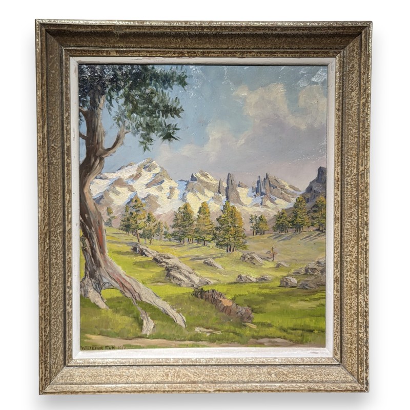 Tableau \"Montagnes\" signé Waldemar FINK 1937