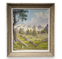 Tableau "Montagnes" signé Waldemar FINK 1937