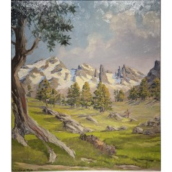 Tableau \"Montagnes\" signé Waldemar FINK 1937