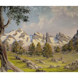 Tableau \"Montagnes\" signé Waldemar FINK 1937