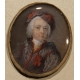 Portrait miniature Homme au chapeau noir et rouge