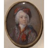 Portrait miniature Homme au chapeau noir et rouge