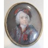 Portrait miniature Homme au chapeau noir et rouge