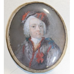 Portrait miniature Homme au chapeau noir et rouge