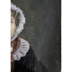 Paire de miniatures \"Couple\" signé Mie BOST 1840