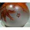 Vase en verre peint "Noisetier" signé LEG