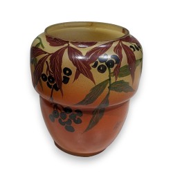 Painted glass vase ‘Cornouiller’, signed LEG