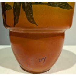 Painted glass vase ‘Cornouiller’, signed LEG