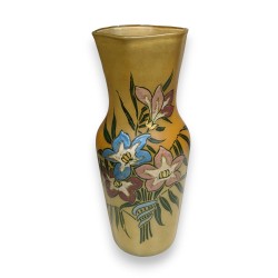 Painted glass vase ‘Bouquet’, signed LEG