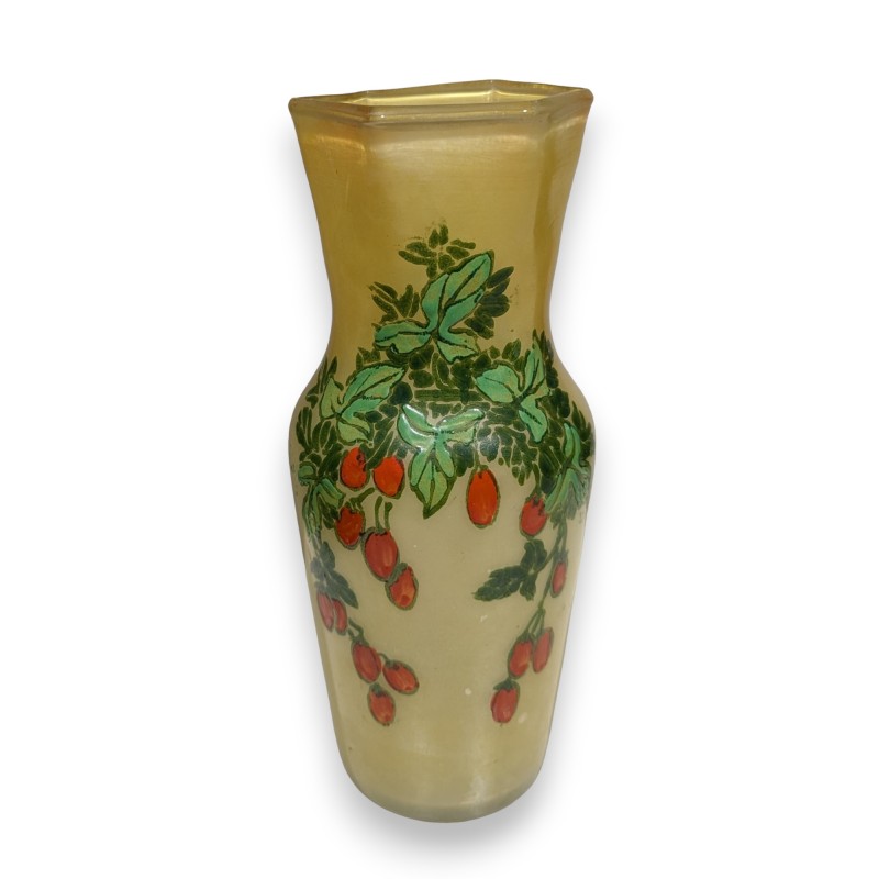 Painted glass vase ‘Cynorhodon’, signed LEG