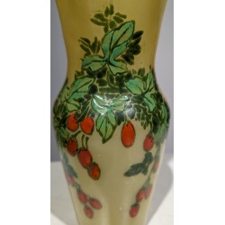 Painted glass vase ‘Cynorhodon’, signed LEG