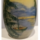 Vase en verre peint "Paysage" signé LEG