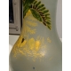 Vase en verre peint "Martin-pêcheur" signé LEG