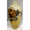 Painted glass vase ‘Flowers’, signed LEG