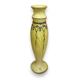 "Art Nouveau" painted glass vase, signed LEG