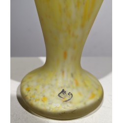 "Art Nouveau" painted glass vase, signed LEG