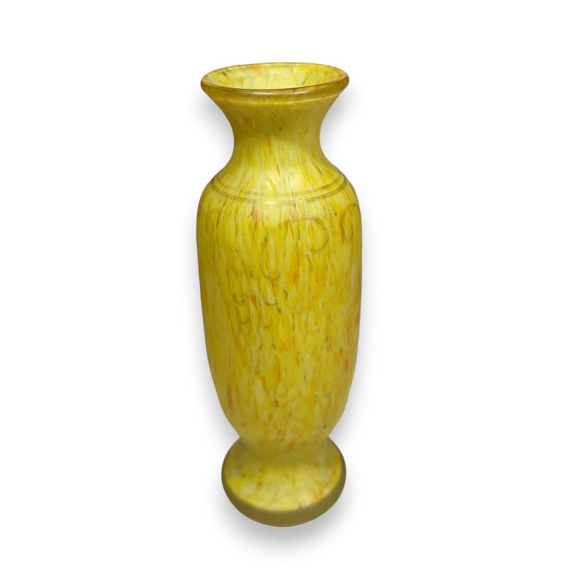 "Art Nouveau" painted glass vase, signed LEG