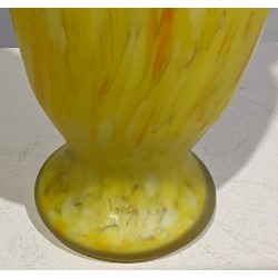 "Art Nouveau" painted glass vase, signed LEG