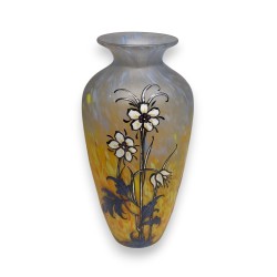 "Fleurs" enamelled glass vase, signed LEGRAS
