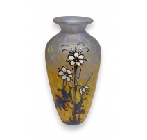 Vase en verre émaillé "Fleurs" signé LEGRAS