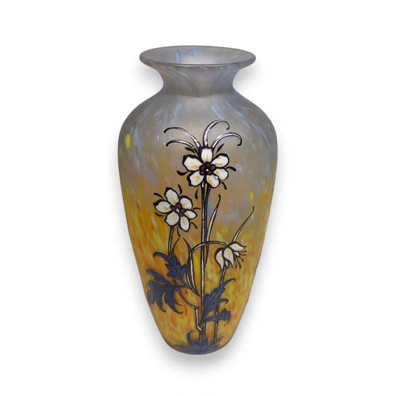 Vase en verre émaillé "Fleurs" signé LEGRAS