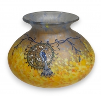 Vase en verre émaillé "Paon" signé LEGRAS
