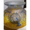 "Peacock" enamelled glass vase, signed LEGRAS