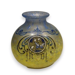 "Papillon" enamelled glass vase, signed LEGRAS