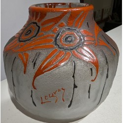 "Fleurs" enamelled glass vase, signed LEGRAS