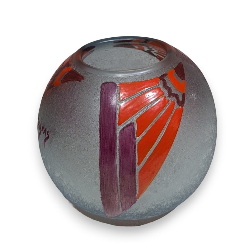"Art Deco" enamelled glass vase, signed LEGRAS