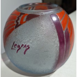 "Art Deco" enamelled glass vase, signed LEGRAS