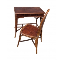 Bureau et chaise en bambou par E. MURIO