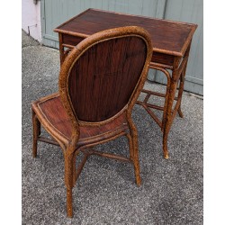 Bureau et chaise en bambou par E. MURIO