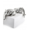 Paire de sculptures Eléphant et giraffe argenté