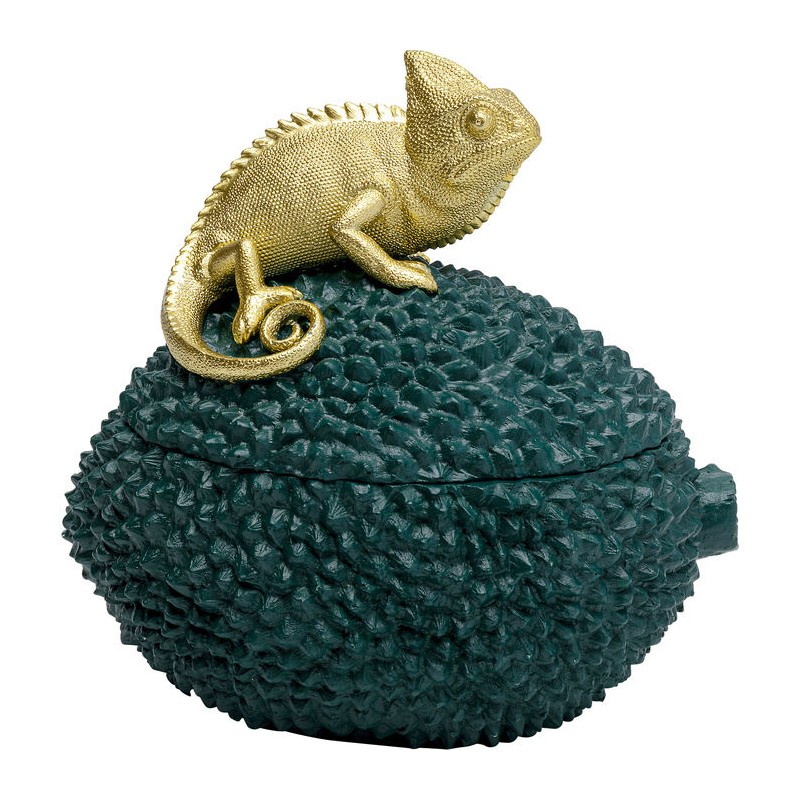 Boite Caméléon verte et or