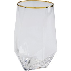 Verre à eau \"Diamond\" bordure dorée