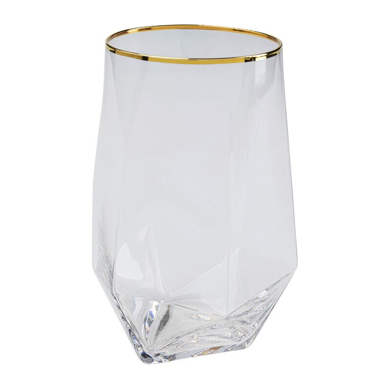 Verre à eau \"Diamond\" bordure dorée